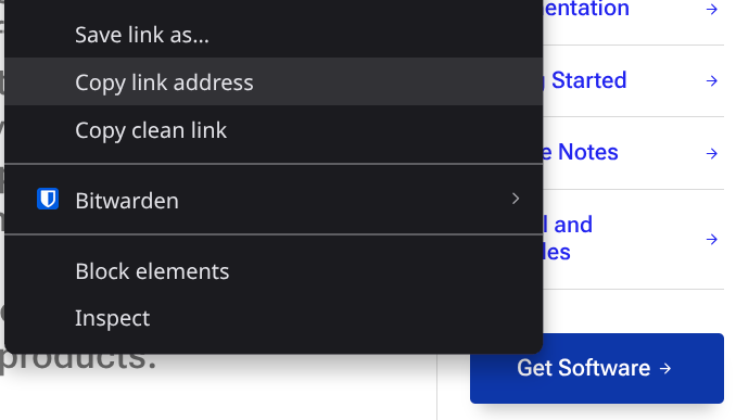 Right-click the Get software button and copy the link.